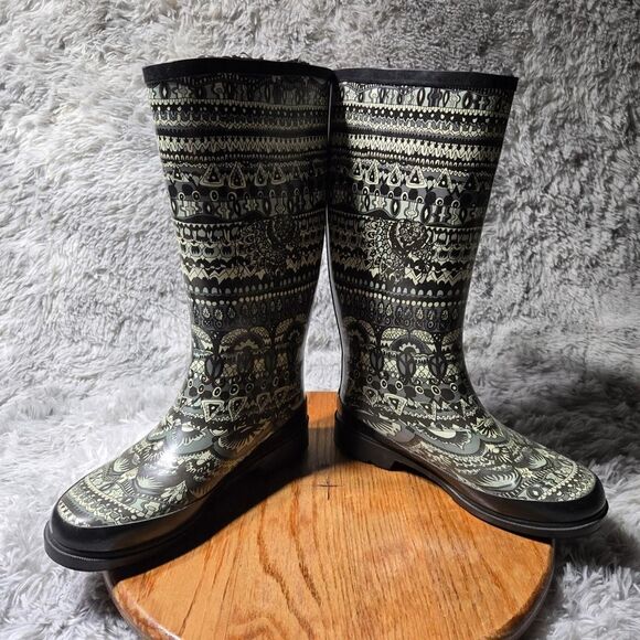 Sakroots by The Sak Print Rain Boots Womens Size 6 Rubber Tall Plush Lined Shoes - Picture 5 of 7